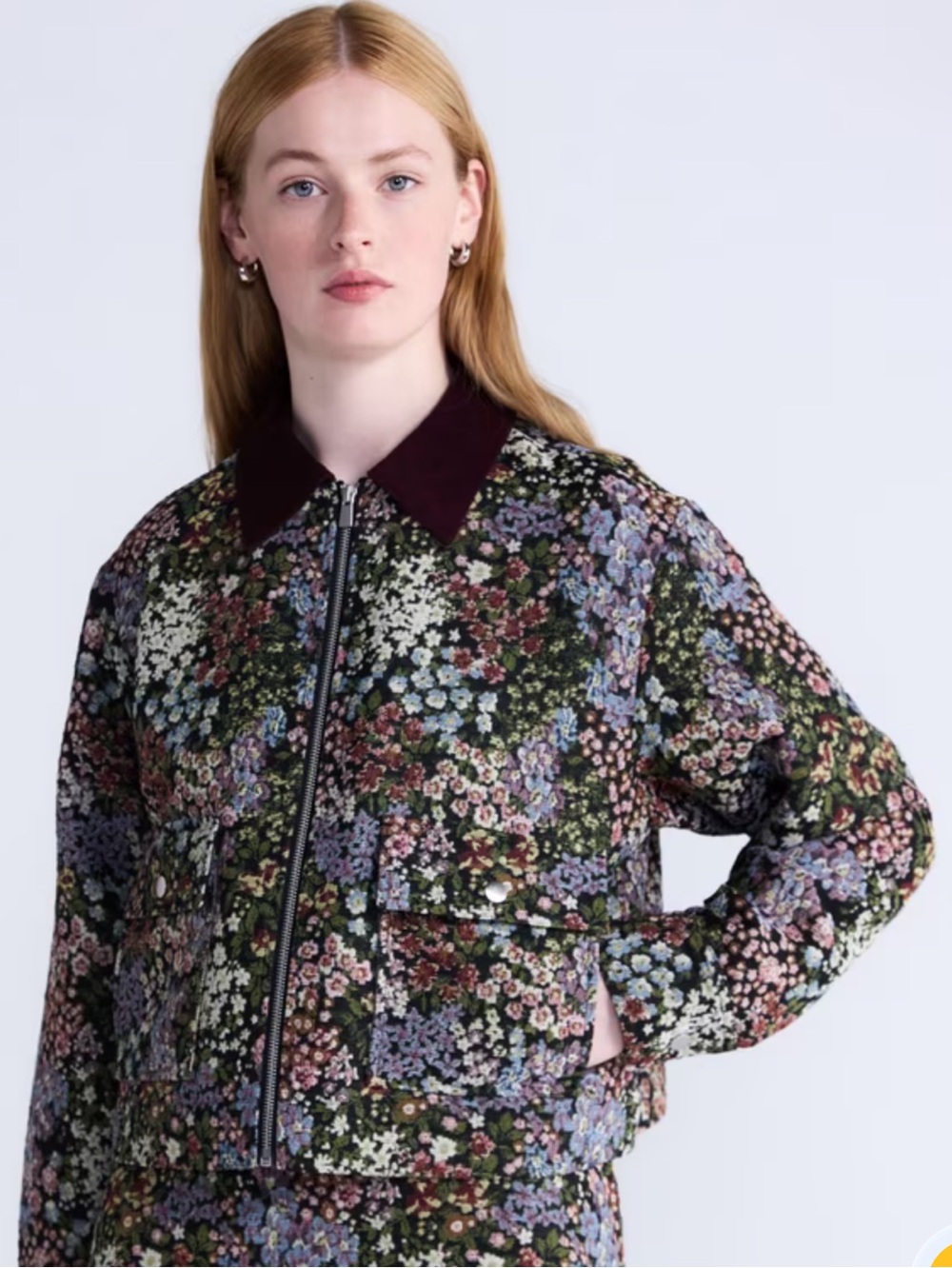 Free Assembly Women's Cropped Jacquard Utility Jacket, Size Medium NWT